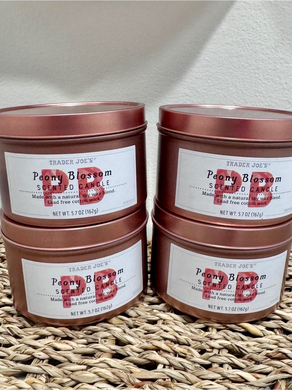 4x Trader Joe's Peony Blossom Scented Candle